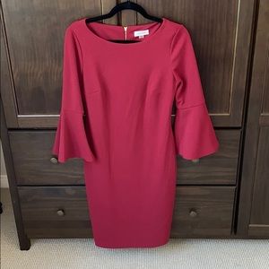 Calvin Klein Burgundy Bell Sleeve Dress